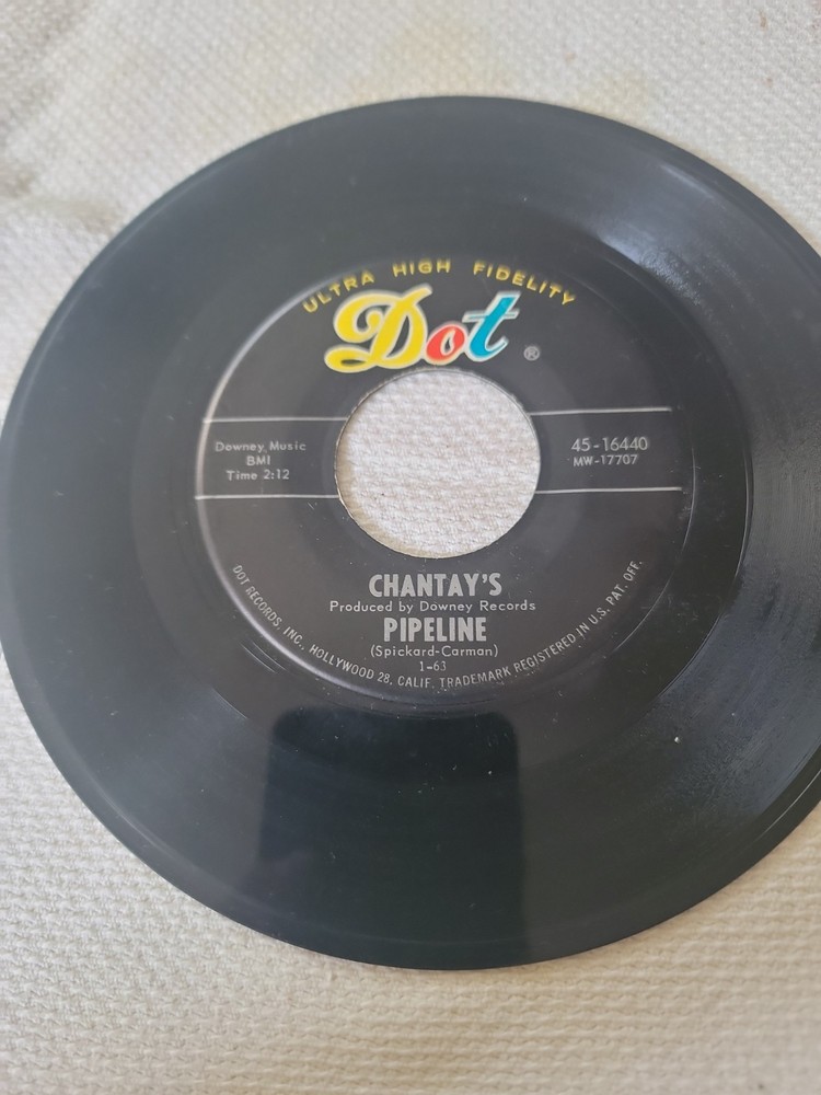 Vintage 1963 7-inch 45 RPM Vinyl Record Of “Pipline” By Chantays Released…