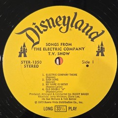 Disneyland/Disney: Songs From The Electric Company TV Show 12″ LP Stereo 1973