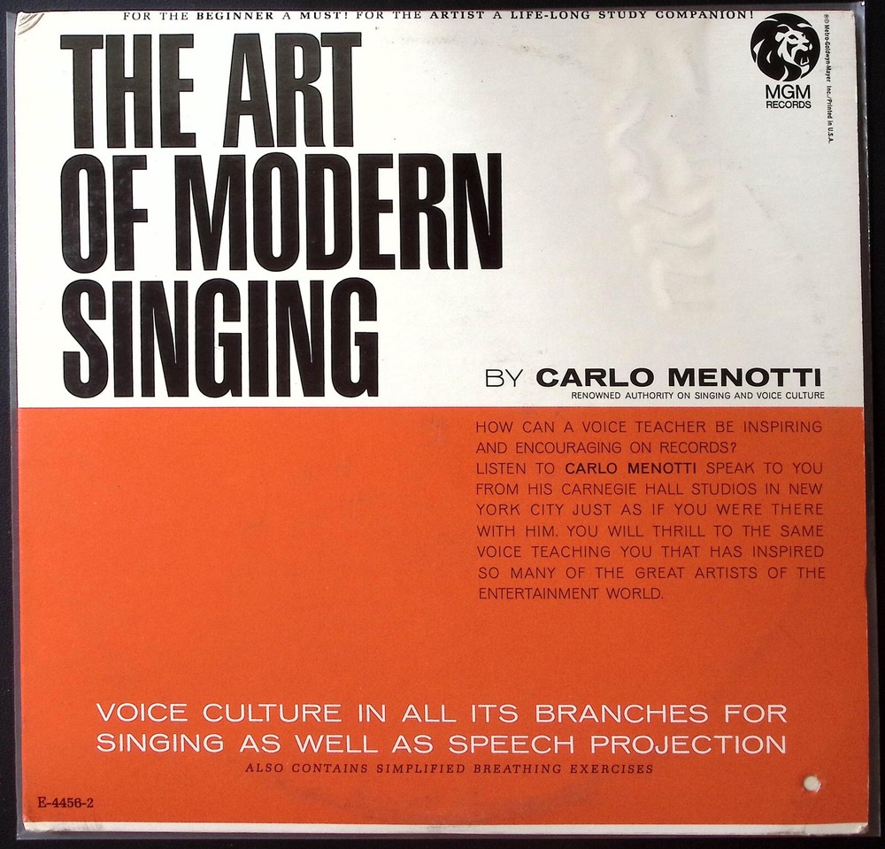 CARLO MENOTTI THE ART OF MODERN SINGING MGM RECORDS VINYL 2-LP SET 175-4
