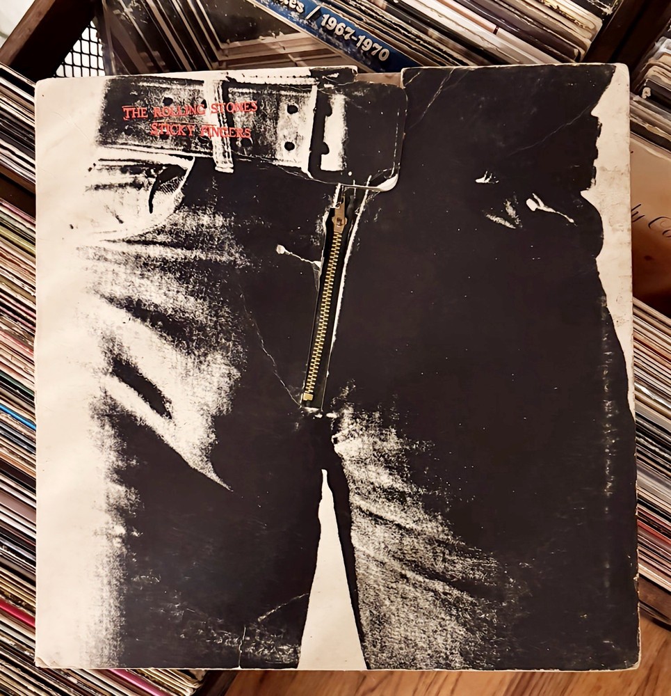 ORIGINAL 1971 ANDY WARHOL COVER THE ROLLING STONES STICKY FINGERS VINYL LP EX