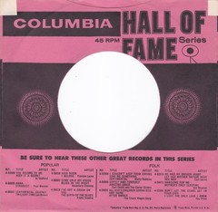 COLUMBIA HALL OF FAME SERIES 5TH ISSUE 7″ 45RPM Original Record Company Sleeve
