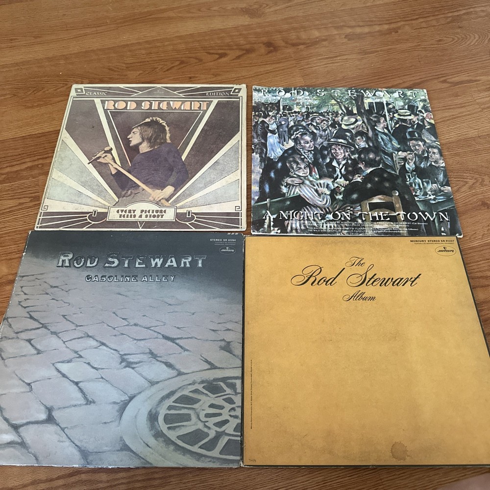 4 Vinyl Rod Stewart Albums Gasoline Alley- Every Picture Tells a Story Etc