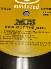 MC5 Kick Out The Jams LP 5092 Sundazed 2001 US 180g Uncensored George Ingram VG+