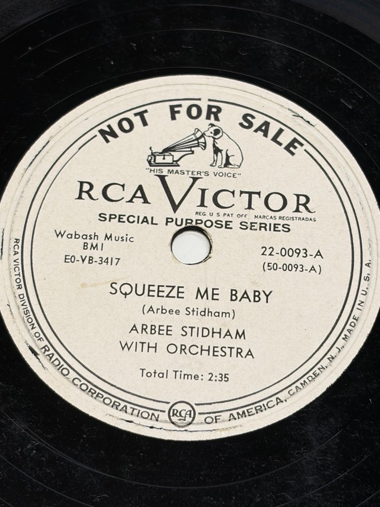 Arbee Stidham – Promo – Losing you / Squeeze Me Baby – Victor Vinyl RARE Blues