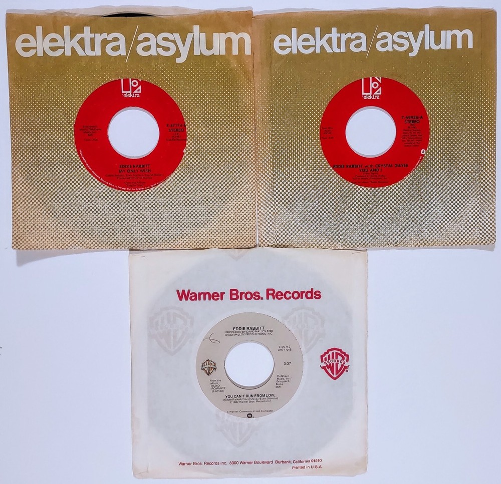 Eddie Rabbitt – Lot of Three 7″ 45 RPM Singles 1980’s “Step By Step & You And I”