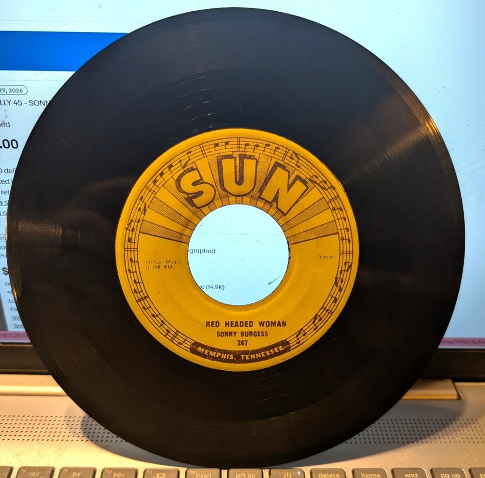 ROCKABILLY 45 – SONNY BURGESS- RED HEADED WOMAN / WE WANNA BOOGIE 1956 SUN vg