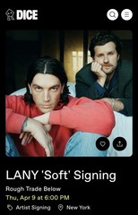 LANY SIGNED SOFT JAKE GROSS PAUL KLEIN LP COLOR VINYL ROUGH TRADE NYC 4/9/26