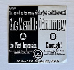 Merills / Grumpy – Split Single (Q Records, 1997, US 7″ Colored Vinyl Single)