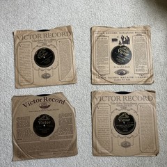 4 VICTOR Records SCROLL 78 RPM LOT w Sleeves 2 Songs Per Disk Vtg 1920s – As Is