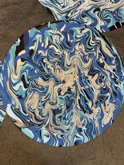 RCA Lot of 5 Vinyl Records Wall Art Set, Labels Visible, Marbled Blue Edge