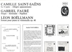 FRANCE 1977 CLASSICAL LP NAVARRA CELLO : D’ARCO – CAMILLE SAINT-SAËNS : FAURÉ