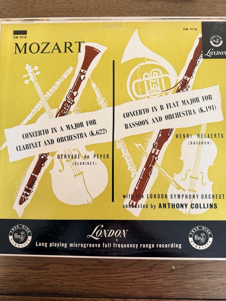London Mozart Clarinet Concerto K.622 & Bassoon K.191 LP 33RPM CM.9118