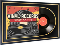 Vinyl Record Display Frame – 12×12 LP Album Frame – 2 Pack Black & Gold