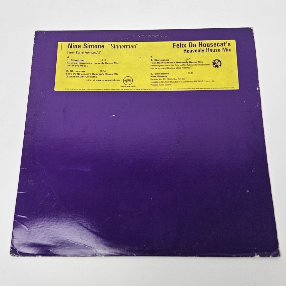 Nina Simone Sinnerman Felix Da Housecat’s Heavenly House Mix Vinyl Record READ