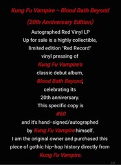 Kung Fu Vampire Blood Bath Beyond 20th Anniversary Ltd Autographed Red Vinyl LP