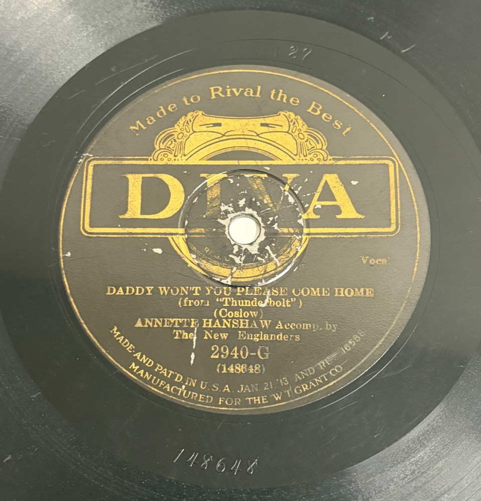 Diva 78 RPM Annette Hanshaw – Am I Blue / Daddy Please Come Home 1920s JAZZ