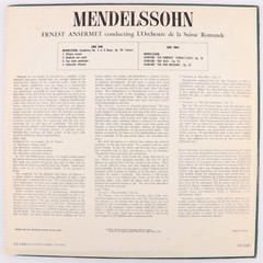 Ansermet Conducts Mendelssohn, L’Orchestre Suisse Romande 1965 LP Record CS 6436