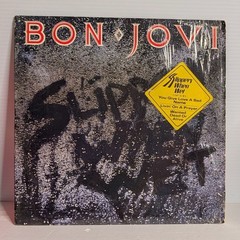 BON JOVI “SLIPPERY WHEN WET” 1986 LP Vinyl Record Heavy Metal Hype Sticker
