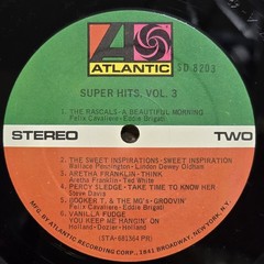 THE SUPER HITS VOL 3 Compilation 1968 Vinyl Atlantic SD 8203 Rock Pop Various