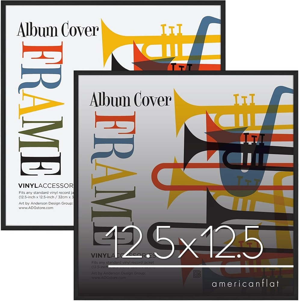 Americanflat 12.5×12.5 Album Frame with Plexiglass – Set of 2 – Record Album Fra