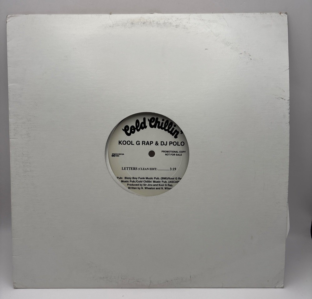 Kool G Rap and DJ Polo Letters 12” Single Promo Vinyl 90s Hip-Hop Cold Chillin