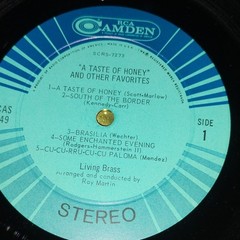 RCA Camden Living Brass A Taste of Honey 12″ Vinyl LP Stereo 1964 CAS-949