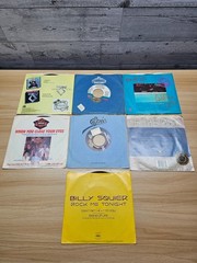 LOT OF 7 1980’S HARD ROCK VINYL 45’S – EUROPE, WHITESNAKE, JOAN JETT, ETC.