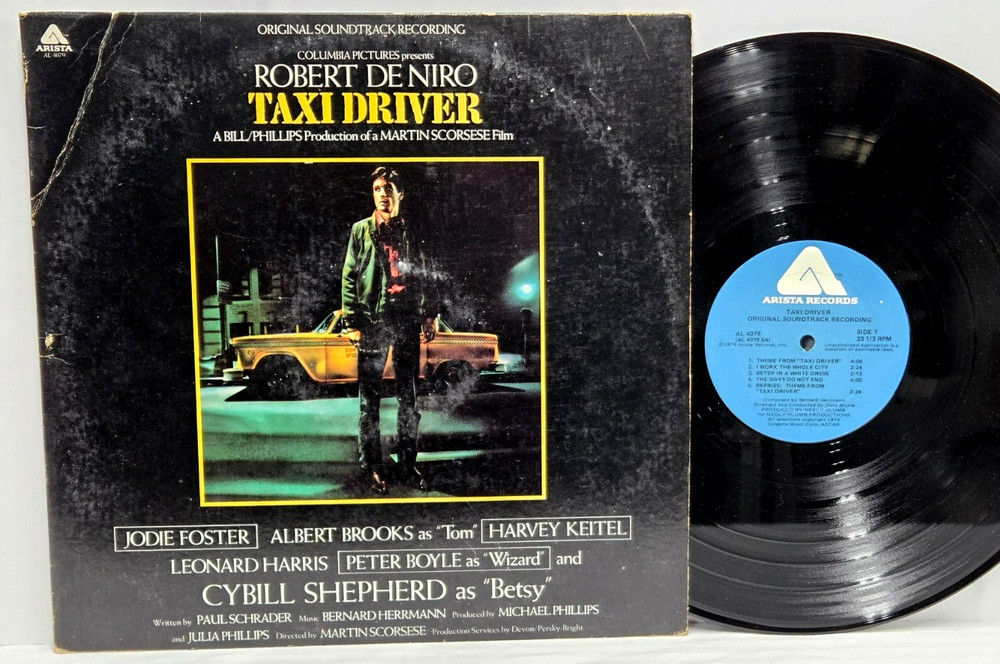 Taxi Driver Original 1976 Soundtrack Bernard Herrmann ARISTA AL 4079 LP EX Vinyl
