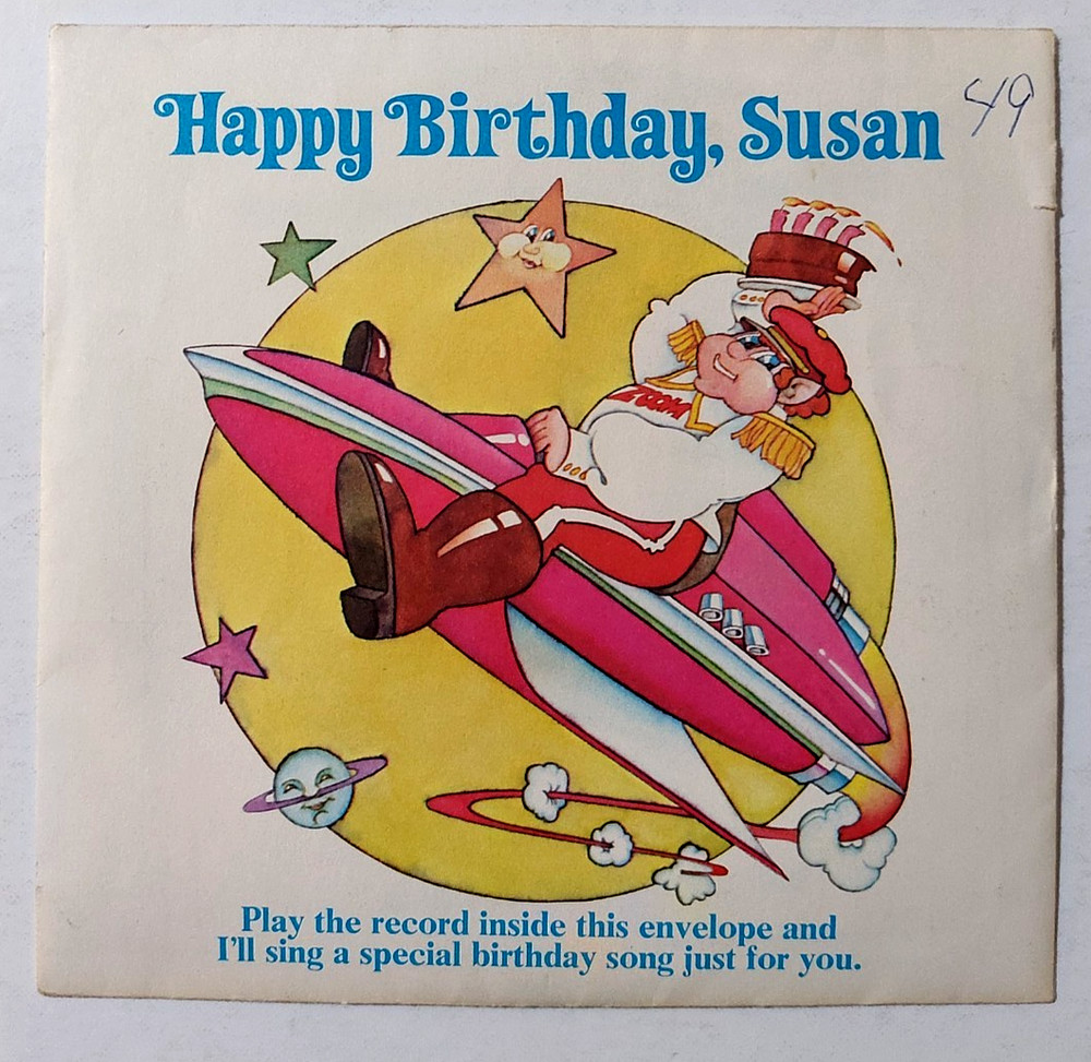 Happy Birthday, SUSAN Captain Zoom 6″ Flexi-disc W/Insert & Sleeve 1975 Rare