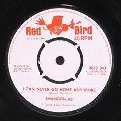 SHANGRI-LAS: i can never go home anymore / bull dog RED BIRD 7″ Single 45 RPM UK