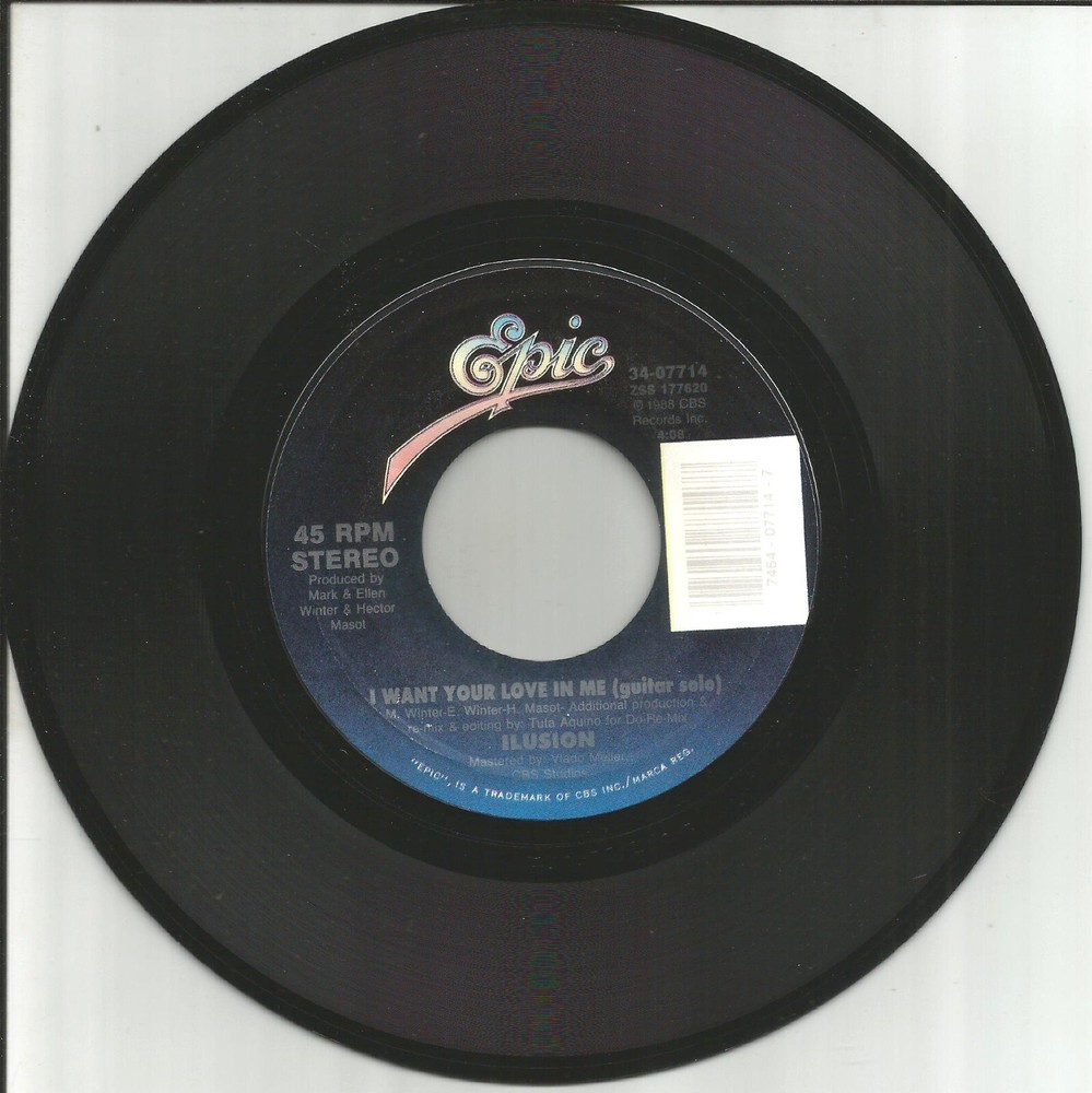 ILUSION I want your Love RARE GUITAR & PIANO MIXES Limited 7” Vinyl 45 USA INCH