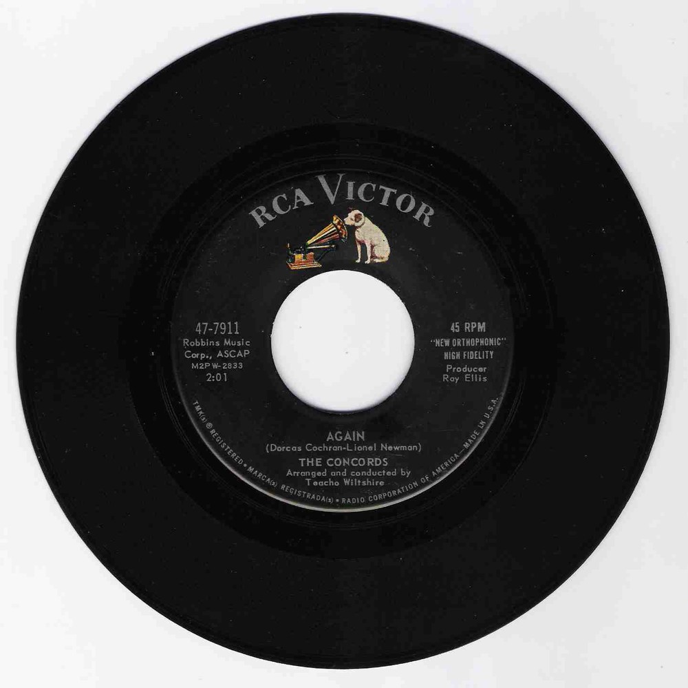 DOO WOP 45 THE CONCORDS AGAIN ON RCA STRONG VG ORIGINAL