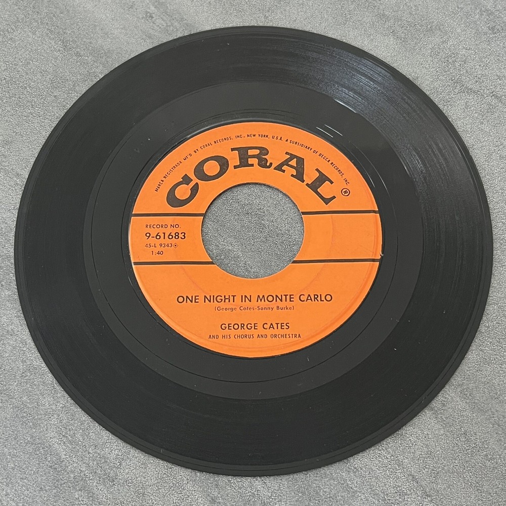 George Cates Orchestra Where There’s Life One Night In Monte Carlo 7” 45 RPM VG