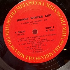 Johnny Winter AND Vinyl LP COLUMBIA Record Vintage 1970 C 30221 TEXAS Rock