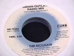 TIM MCGRAW 45 Curb 1990’s COUNTRY ROCK Indian Outlaw UNPLAYED NOS STORE STOCK