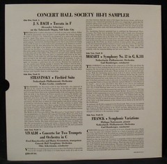 CONCERT HALL SOCIETY SAMPLER-Mozart-Bach-Stravinsky-Vivaldi-Franck-Near Mint LP