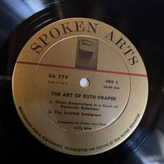 [SPOKEN WORD]~EXC LP~RUTH DRAPER~The Art Of~VOL. 1~Italian Lesson~3 Generations~
