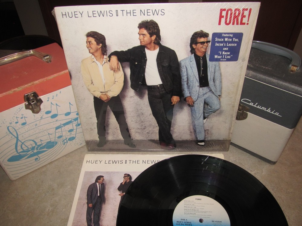 HUEY LEWIS & The NEWS Vinyl Lp FORE! 1986 In Shrink W/ Hype & Post Card EX!