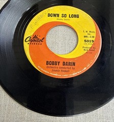 BOBBY DARIN: Vinyl 45 Record – Down So Long / Treat My Baby Good (G+)