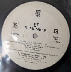 BT – Remember – 2×12″ Limited Edition Promo Vinyl 1997 0-43970