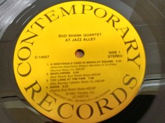 BUD SHANK QUARTET At Jazz Alley LP Contemporary Records 33 RPM