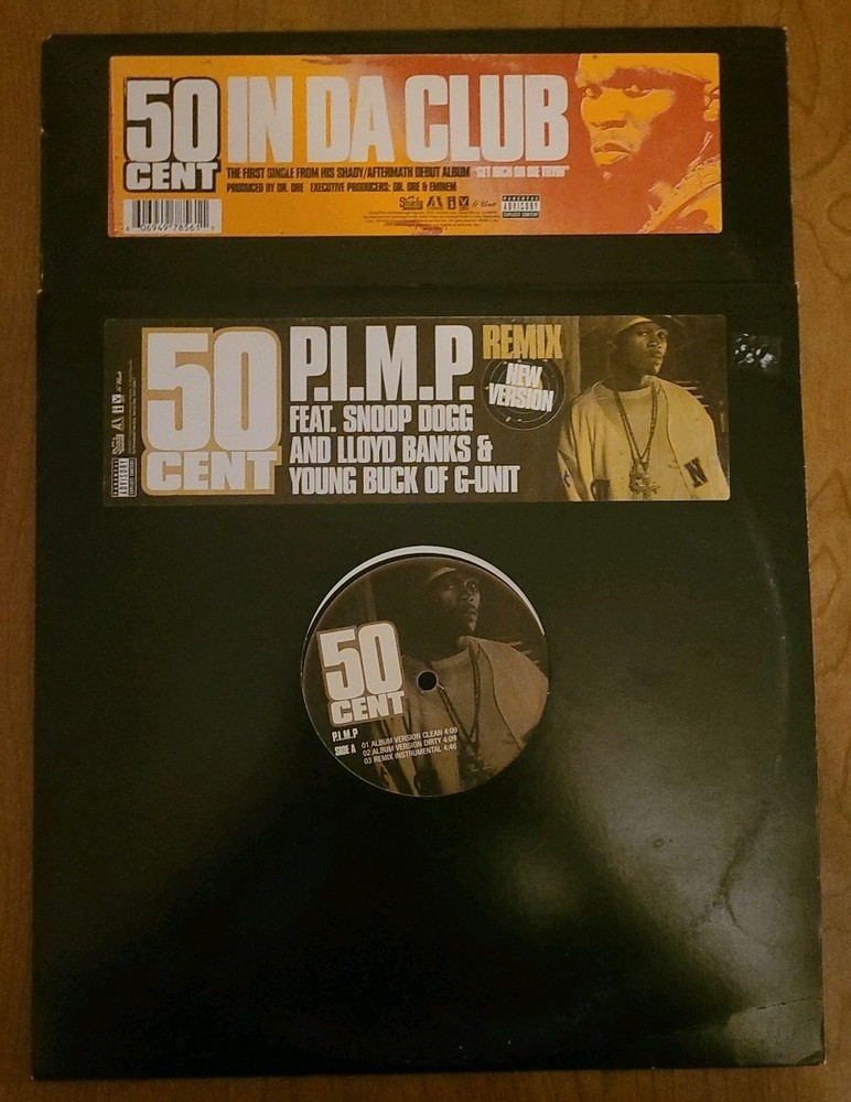 50 Cent Lot – In Da Club & P.I.M.P – Original Singles – 2 Records
