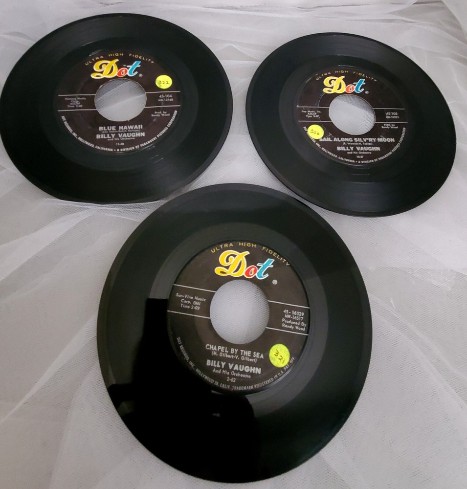 Lot Of 3 Billy Vaughn & Orchestra 45 RPM With Plastic Slipcover ’60’s VG+