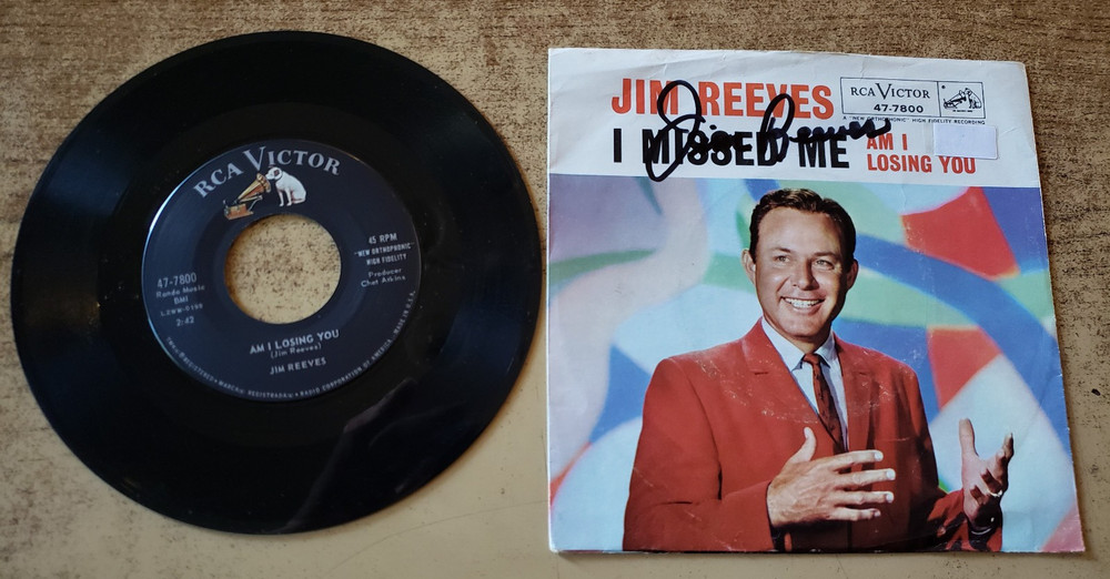 autographed 1960s vg++ record & vg- sleeve Jim Reeves Am I Losing You SEE NOTES