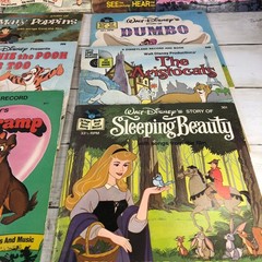 Vintage Disney Disneyland Record and Book Lot Jungle Book Cinderella Snow White