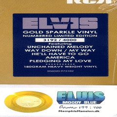 ELVIS Presley DEFINITIVE MOODY BLUE SET FTD 2LP GOLD SPARKLE + #’d PROMO GOLD 45