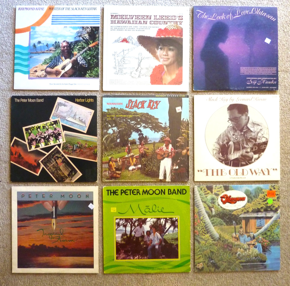 Peter Moon & Hawaiian Slack Key Guitar Assorted 9-LP Record Collection