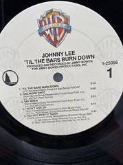 Johnny Lee ‘Til The Bars Burn Down 1983 Vinyl LP Warner Bros Records Promo