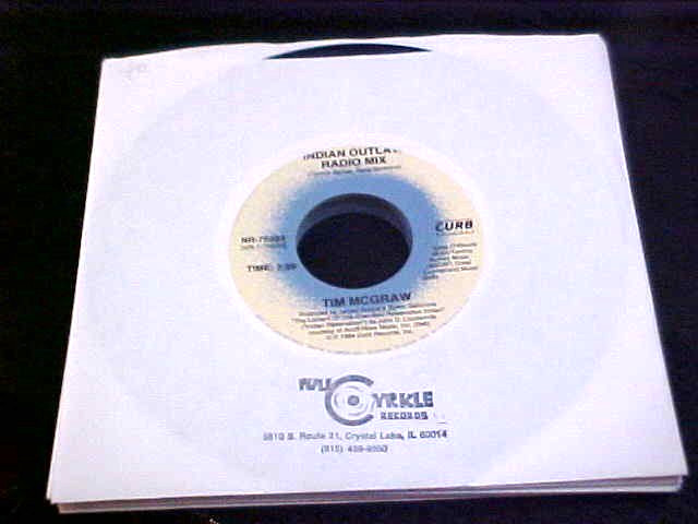 TIM MCGRAW 45 Curb 1990’s COUNTRY ROCK Indian Outlaw UNPLAYED NOS STORE STOCK