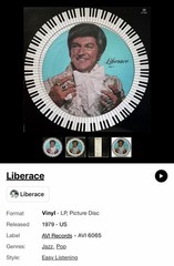 Liberace Liberace Picture Disc Vinyl LP AVI Records 1979 AVI 6065 12″ Jazz Pop